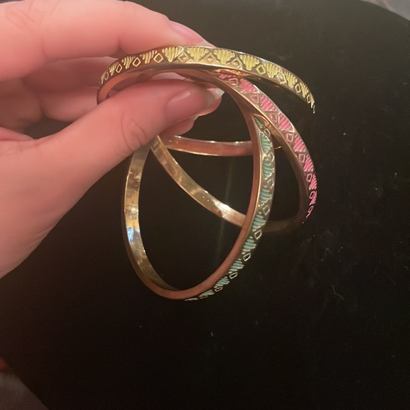 3 Gold Bangle Bracelets - Picture 2 of 3